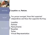 Loyalists vs. Patriots - slide 1