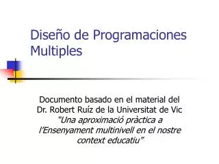 dise o de programaciones multiples