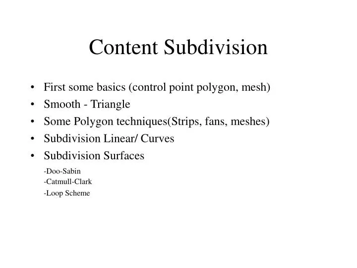 content subdivision