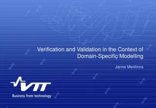 verification and validation in the context of domain specific modelling