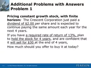 Additional Problems with Answers Problem 1