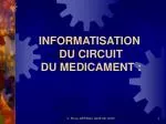 INFORMATISATION DU CIRCUIT DU MEDICAMENT : - slide 1