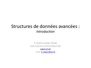 structures de donn es avanc es introduction