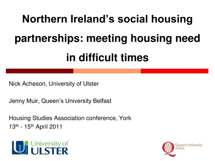 northern ireland s social housing partnerships meeting housing need in difficult times