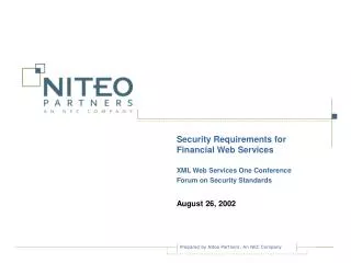 Security Requirements for Financial Web Services XML Web Services One Conference