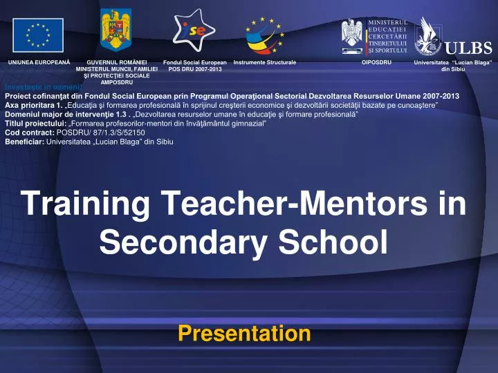 training teacher mentors in secondary school