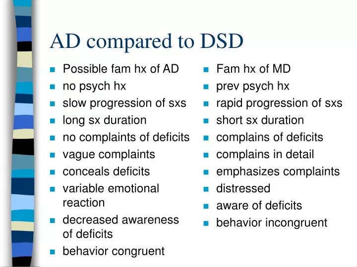 ad compared to dsd