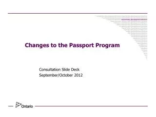 Changes to the Passport Program