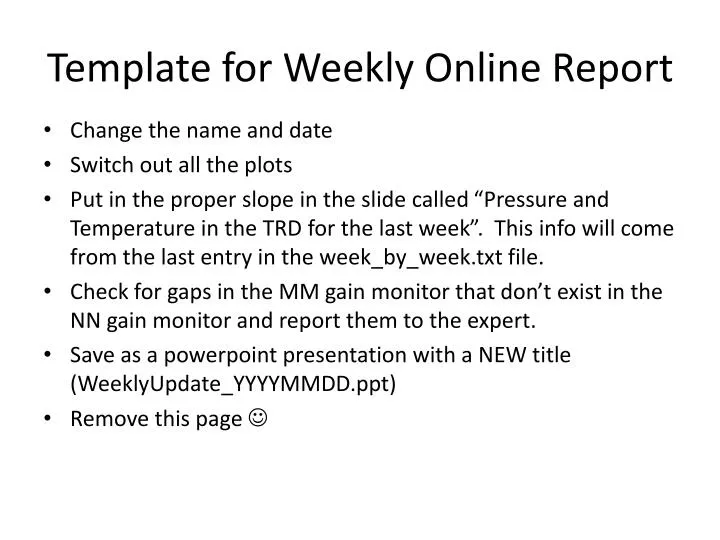 template for weekly online report