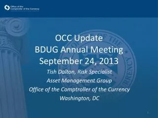 OCC Update BDUG Annual Meeting September 24, 2013