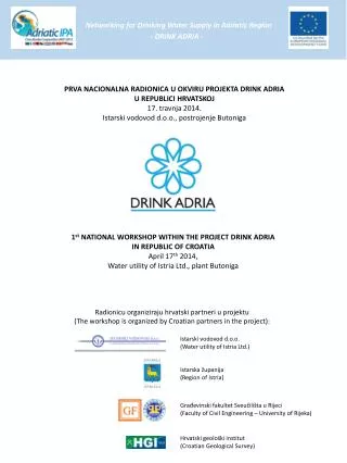Networking for Drinking Water Supply in Adriatic Region - DRINK ADRIA -