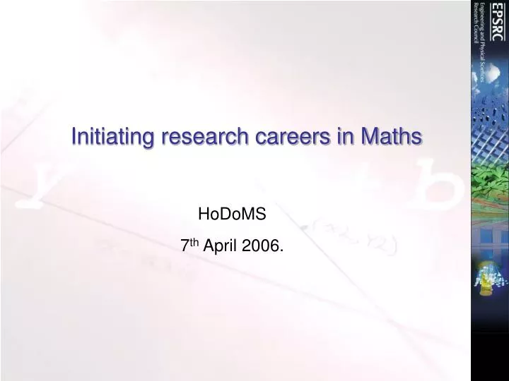 initiating research careers in maths