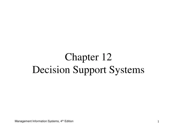 chapter 12 decision support systems