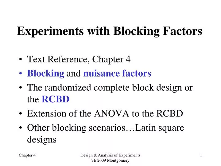 experiments with blocking factors
