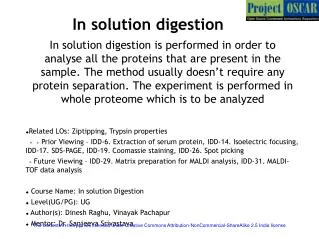 In solution digestion