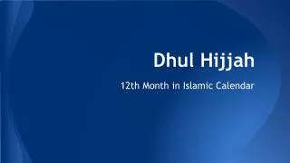 Dhul Hijjah