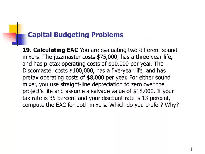 capital budgeting problems