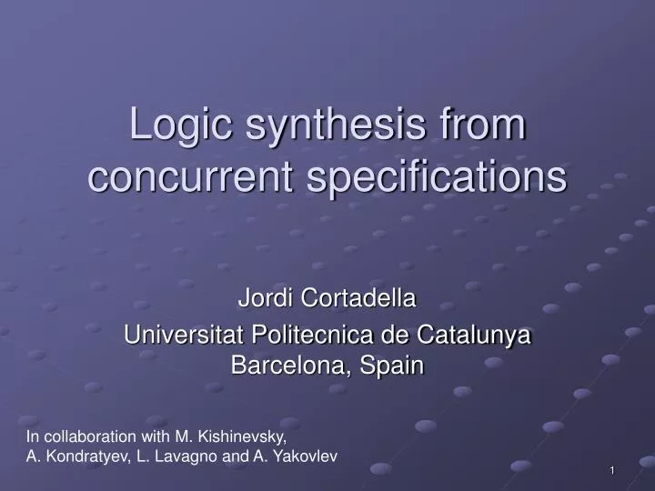 logic synthesis from concurrent specifications