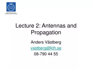 Lecture 2: Antennas and Propagation