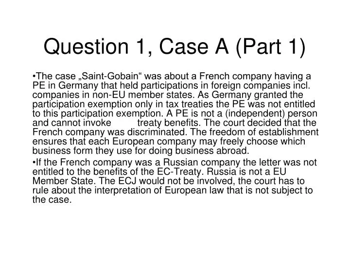 question 1 case a part 1