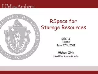 RSpecs for Storage Resources