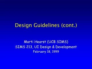 Design Guidelines (cont.)