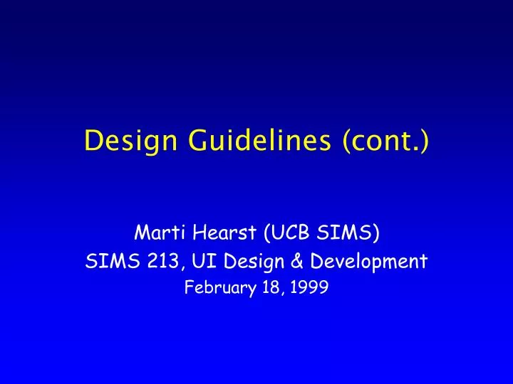 design guidelines cont