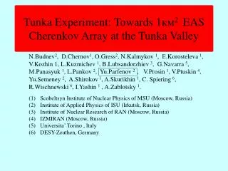 Tunka Experiment: Towards 1?? 2 EAS Cherenkov Array at the Tunka Valley