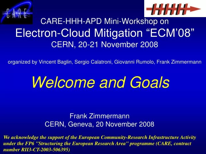 welcome and goals frank zimmermann cern geneva 20 november 2008