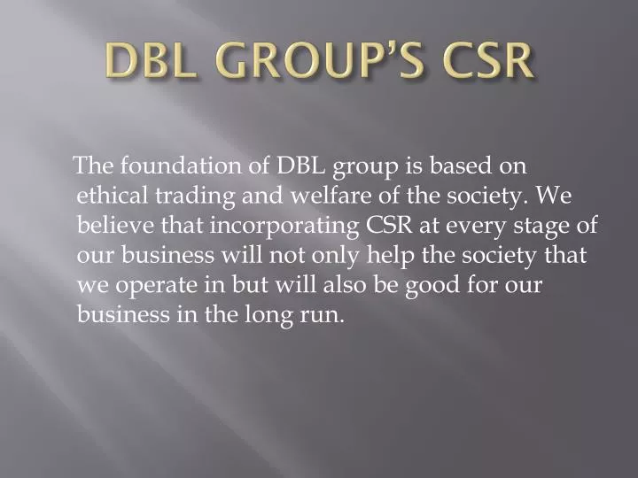 dbl group s csr