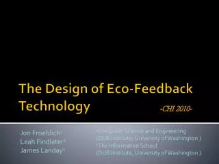 The Design of Eco-Feedback Technology
