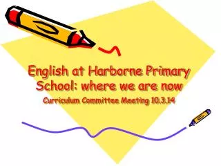 English at Harborne Primary School: where we are now Curriculum Committee Meeting 10.3.14