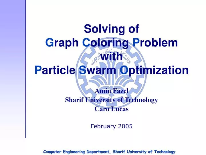 solving of g raph c oloring p roblem with p article s warm o ptimization