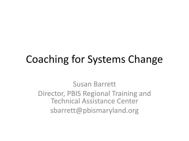 coaching for systems change