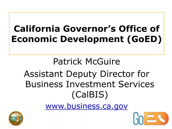 california governor s office of economic development goed