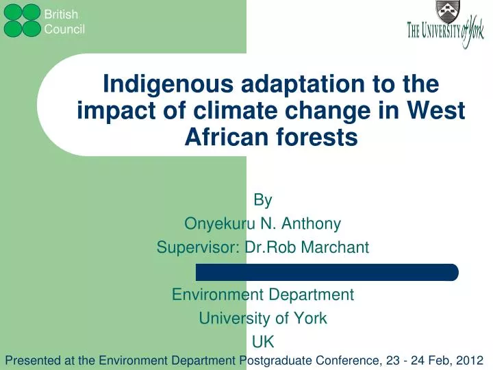 indigenous adaptation to the impact of climate change in west african forests