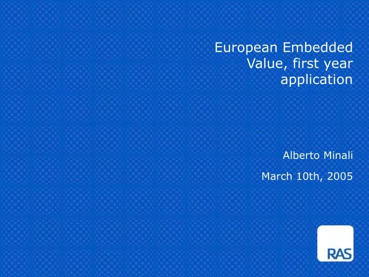 european embedded value first year application