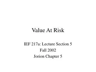 Value At Risk