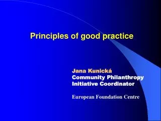 Principles of good practice