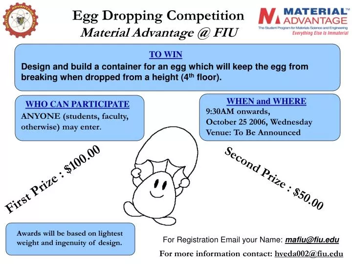 egg dropping competition material advantage @ fiu