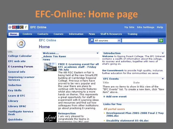 efc online home page