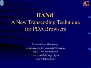 HANd : A New Transcoding Technique for PDA Browsers