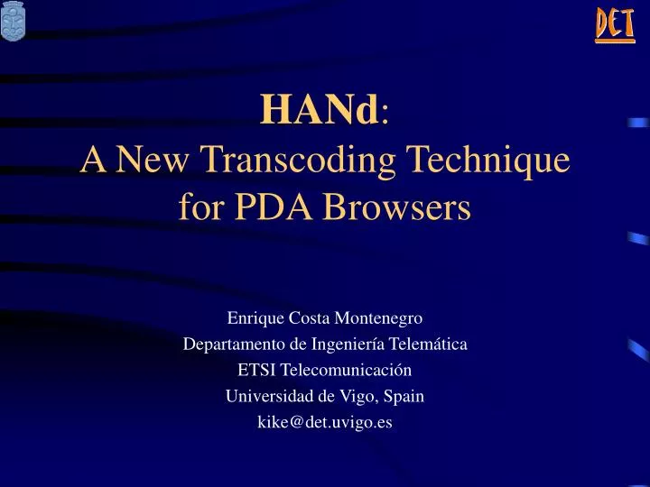 hand a new transcoding technique for pda browsers