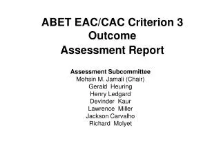ABET EAC/CAC Criterion 3 Outcome Assessment Report