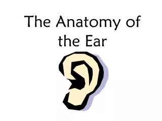 The Anatomy of the Ear