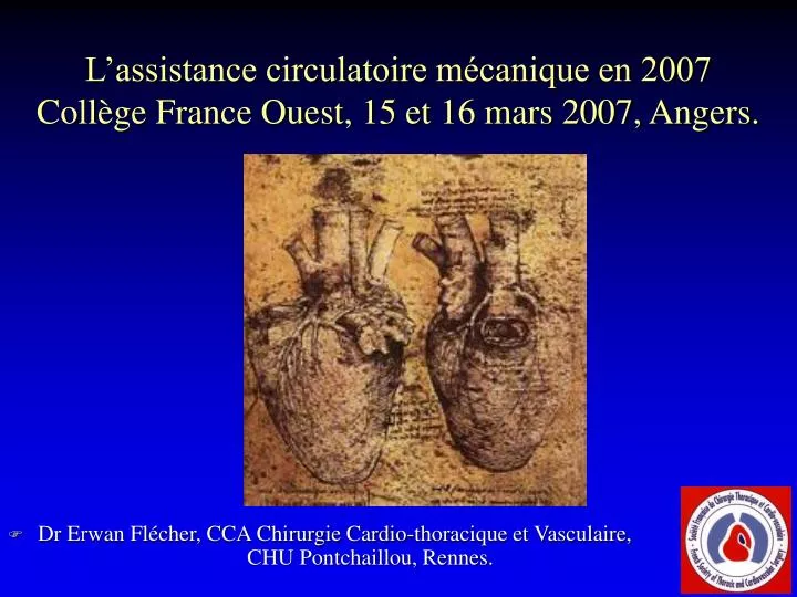 l assistance circulatoire m canique en 2007 coll ge france ouest 15 et 16 mars 2007 angers