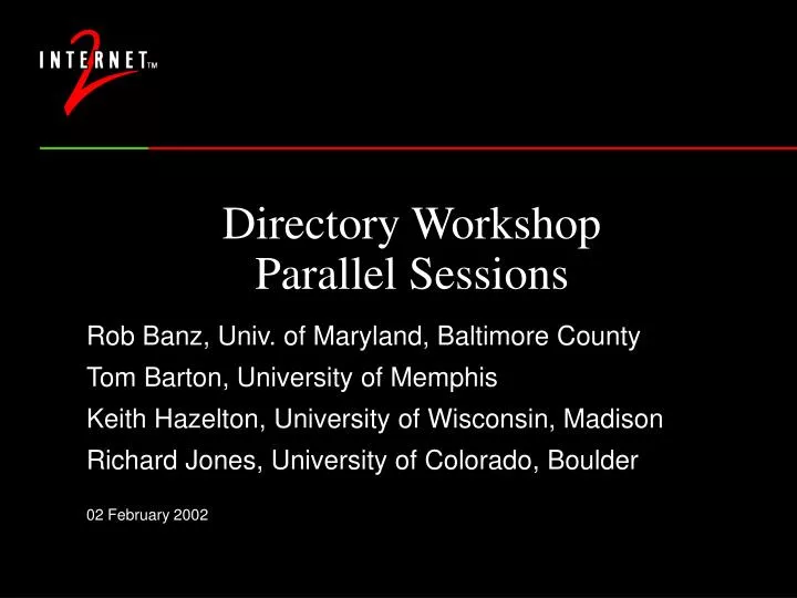 directory workshop parallel sessions