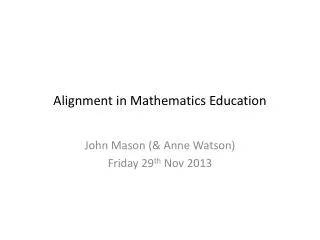 Alignment in Mathematics Education