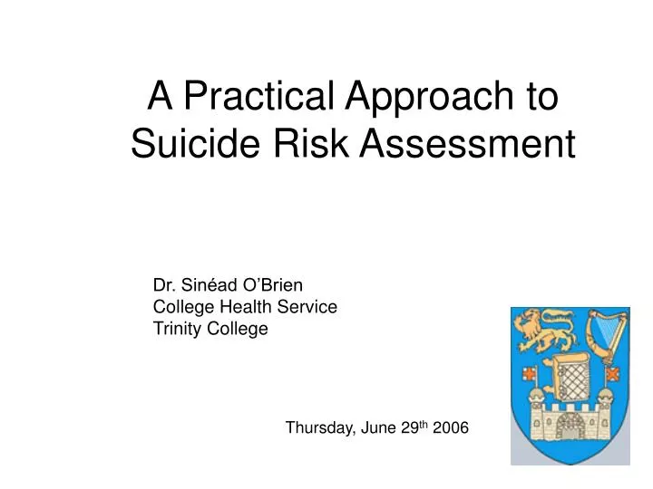 a practical approach to suicide risk assessment