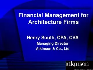 Financial Management for Architecture Firms